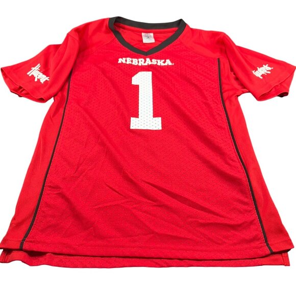 Rivalry Threads Youth Size Large 12-14 Jersey Nebraska Huskers Red Black NWOT - Picture 1 of 11